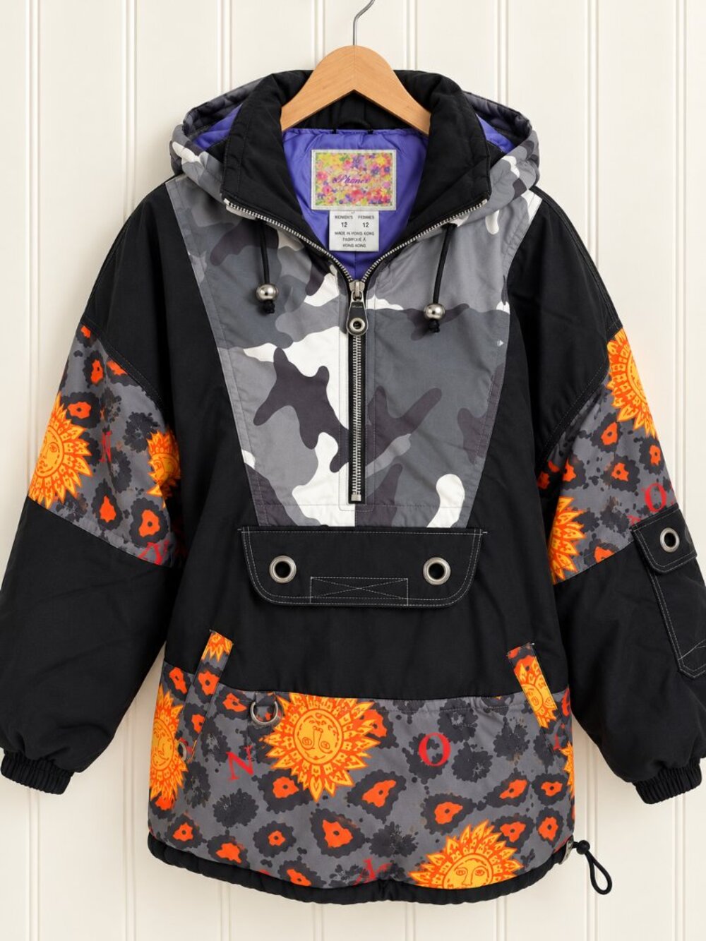 Phenix Women's Retro Ski Snowboard Anorak Parka Black Gray Orange Bold Size 12